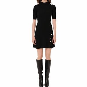 MAJE Black Rosea Stretch Knit Minidress Size 38